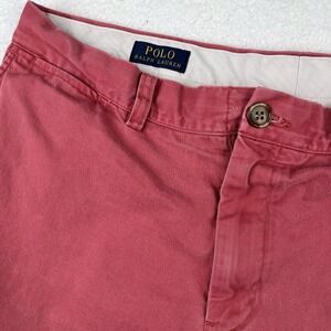 POLO RALPH LAUREN Classic Fit Chino Shorts Mens 35 Salmon Flat Front Preppy Pony